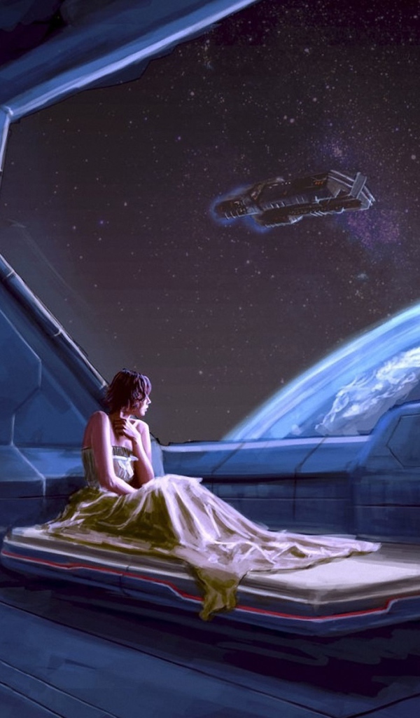 Девушка в космическом корабле