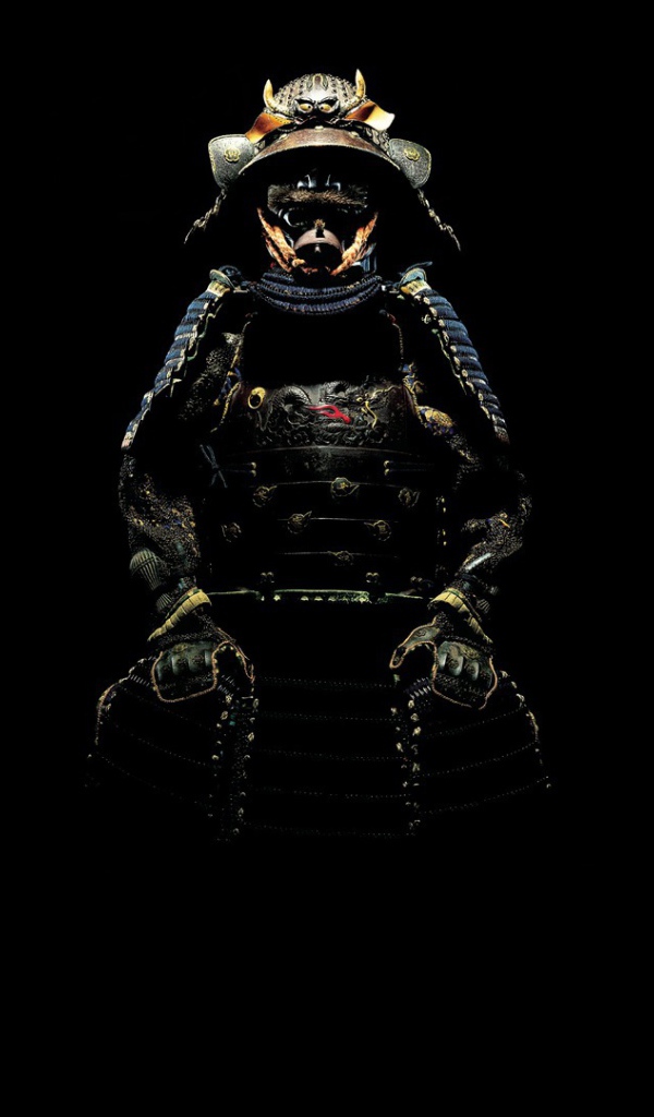 Самурай на черном фоне