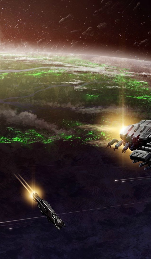 Космические корабли взлетают с планеты