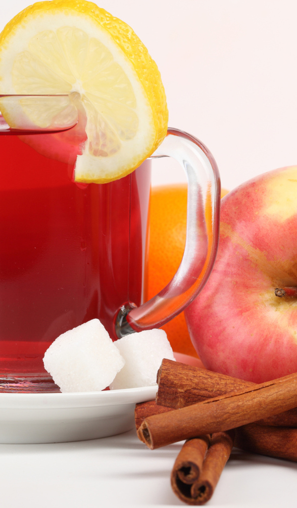 Чай с сахаром и лимоном