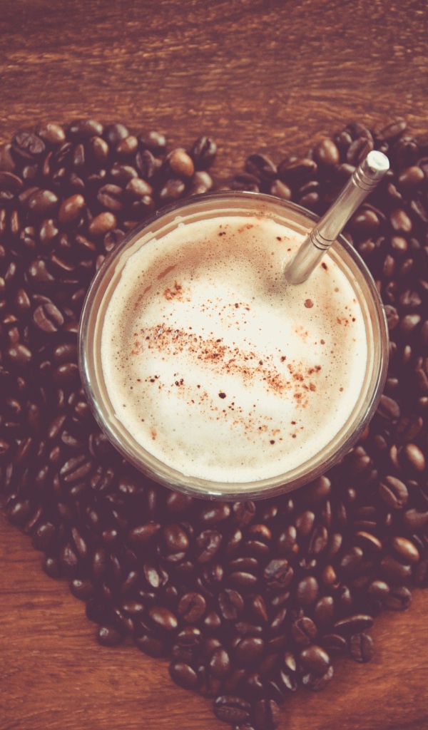 Сердечко из кофейных зерен