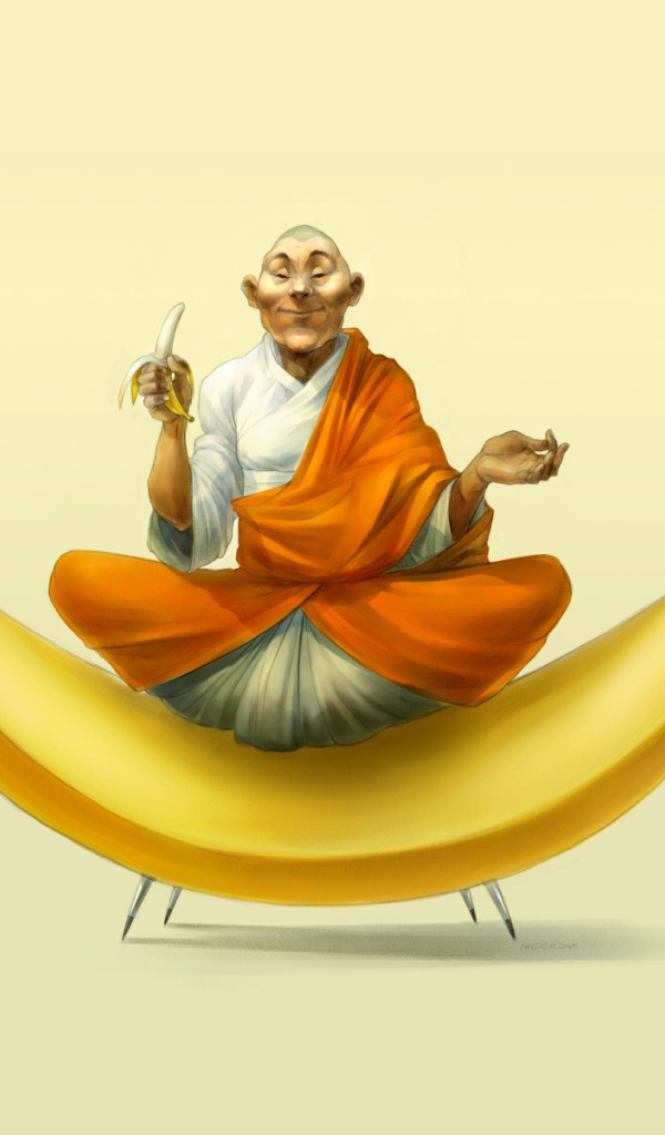 Буддист сидит на банане