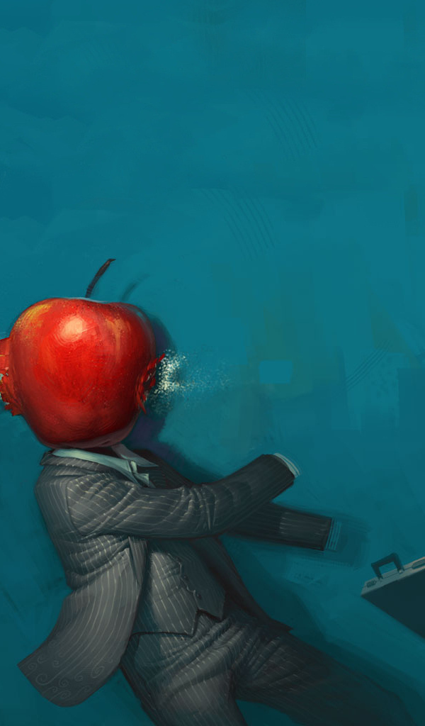 Пуля вылетает из яблока