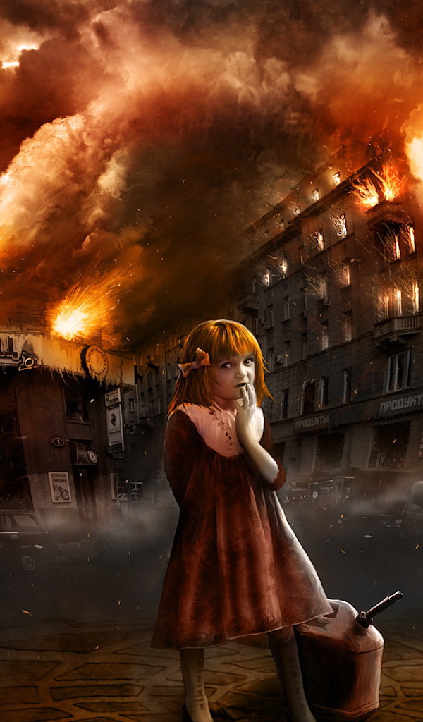 	   Girl with a canister of gasoline