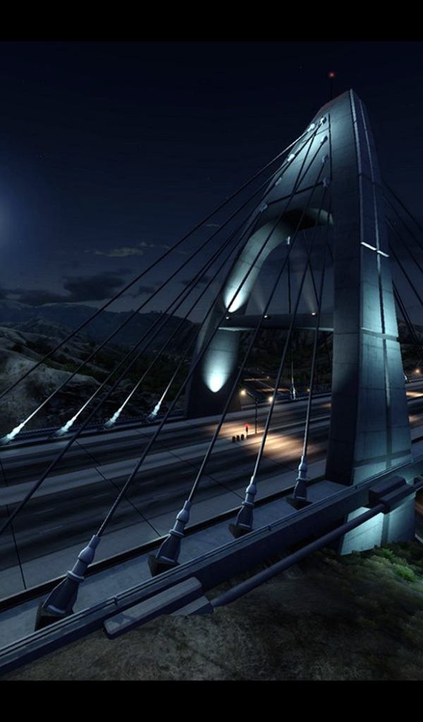 Скоростная дорога в лунную ночь