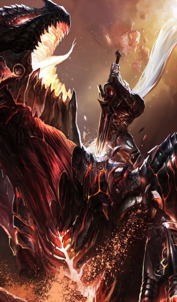 Воин убивает дракона