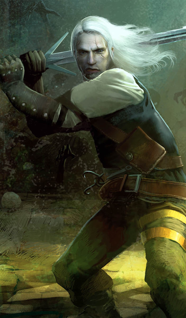 Герой из игры Ведьмак с мечом