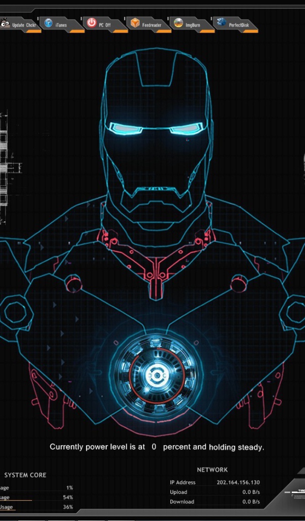 Железный человек на экране монитора