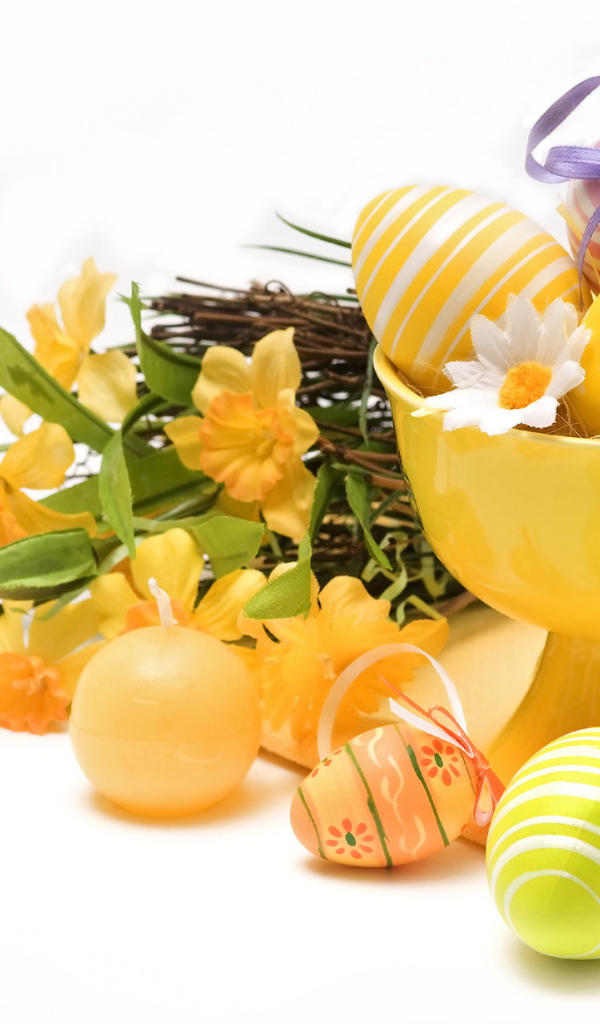 Желтый пасхальный букет на Пасху