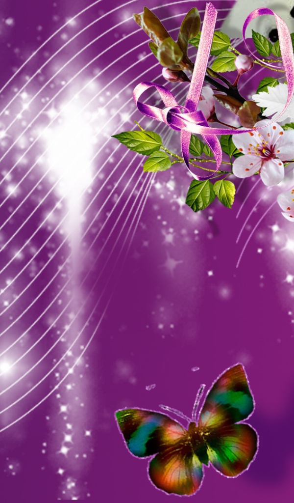 Фиолетовые розы и другие цветы, красивая картинка на восьмое марта