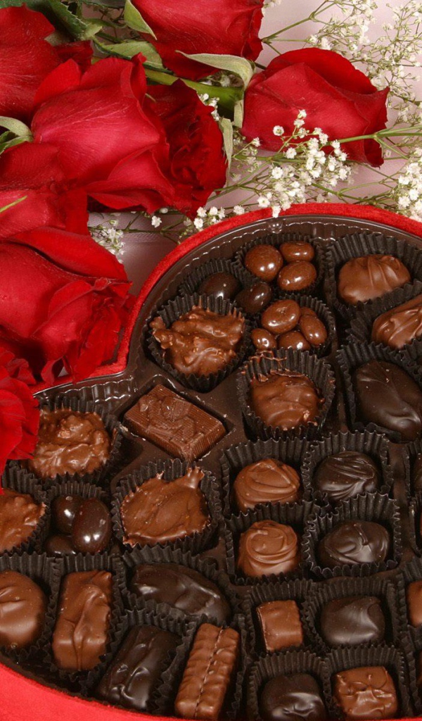Chocolates and roses for Valentine's Day