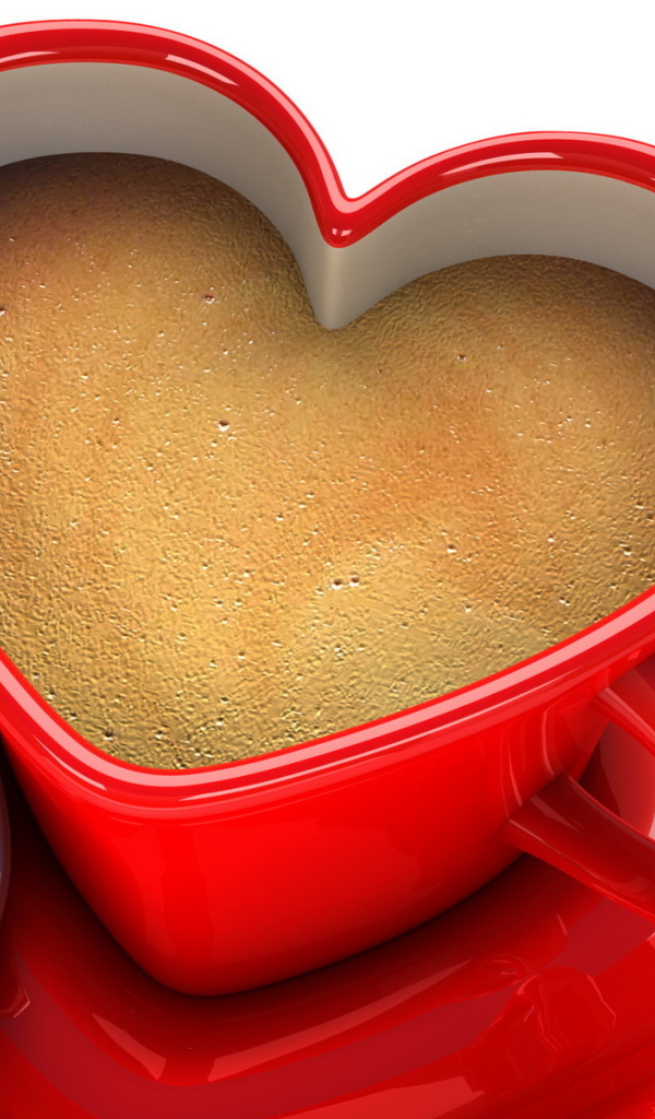 Чашка в форме сердца на День Святого Валентина 14 февраля