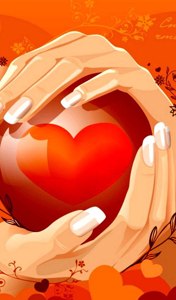Сердце в ладонях на День Святого Валентина 14 февраля