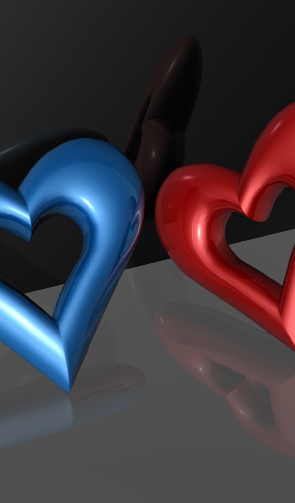 Синий и красный сердечки