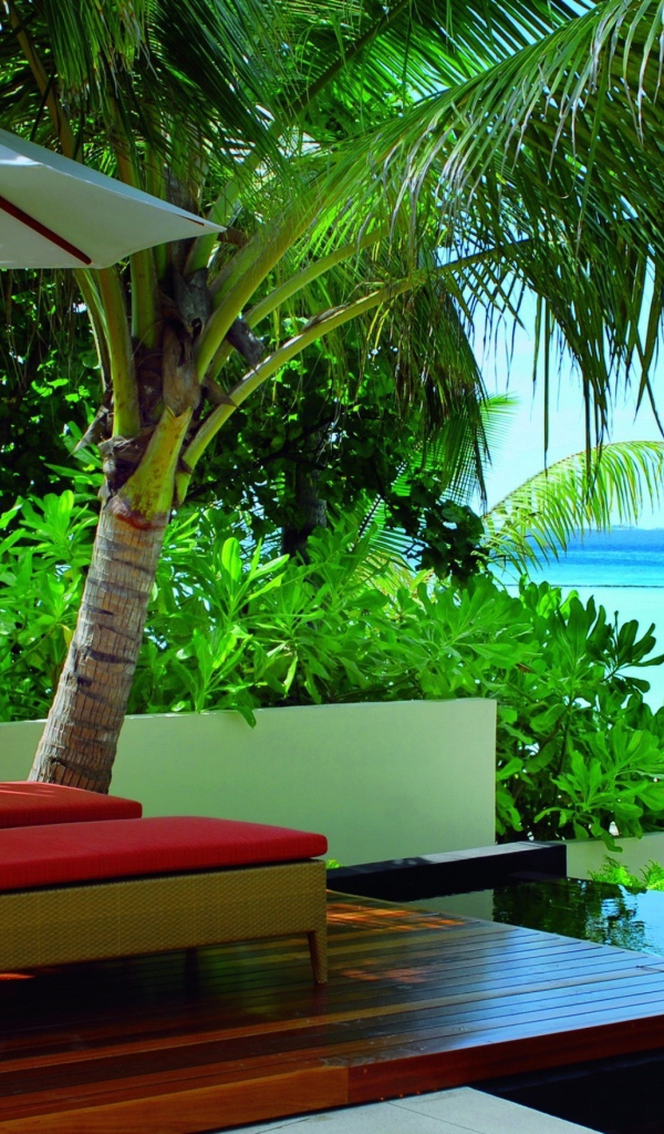 Два лежака для отдыха у моря