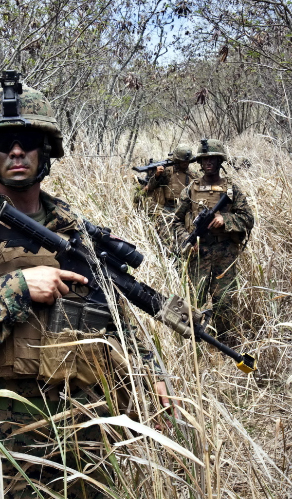 Солдаты с оружием на войне