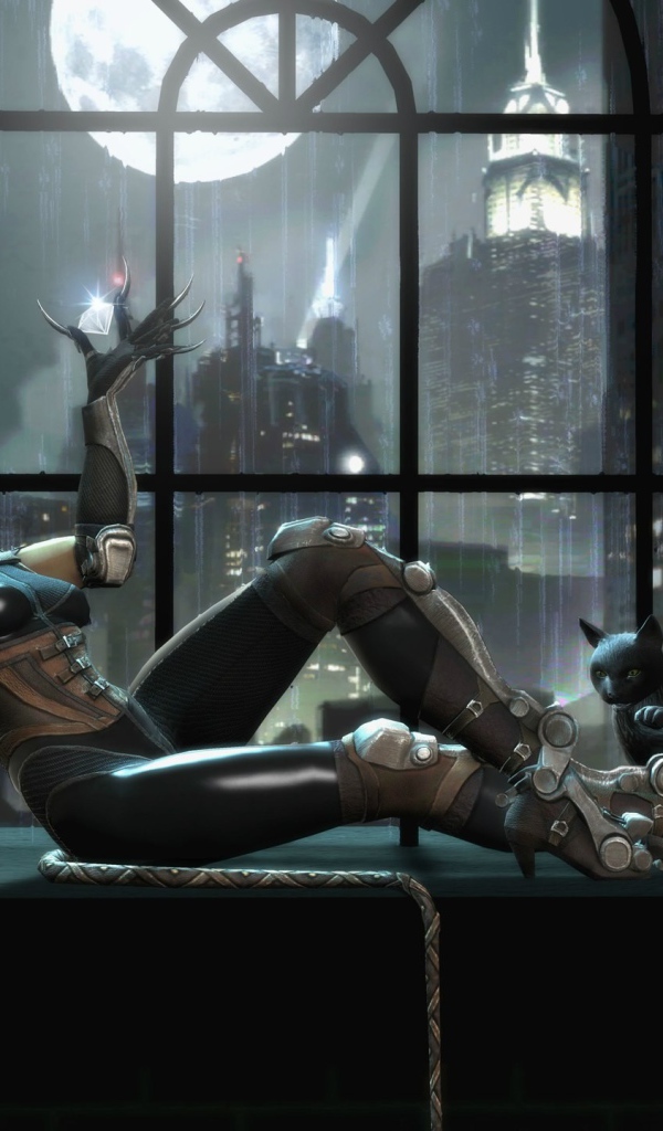 Женщина кошка на окне