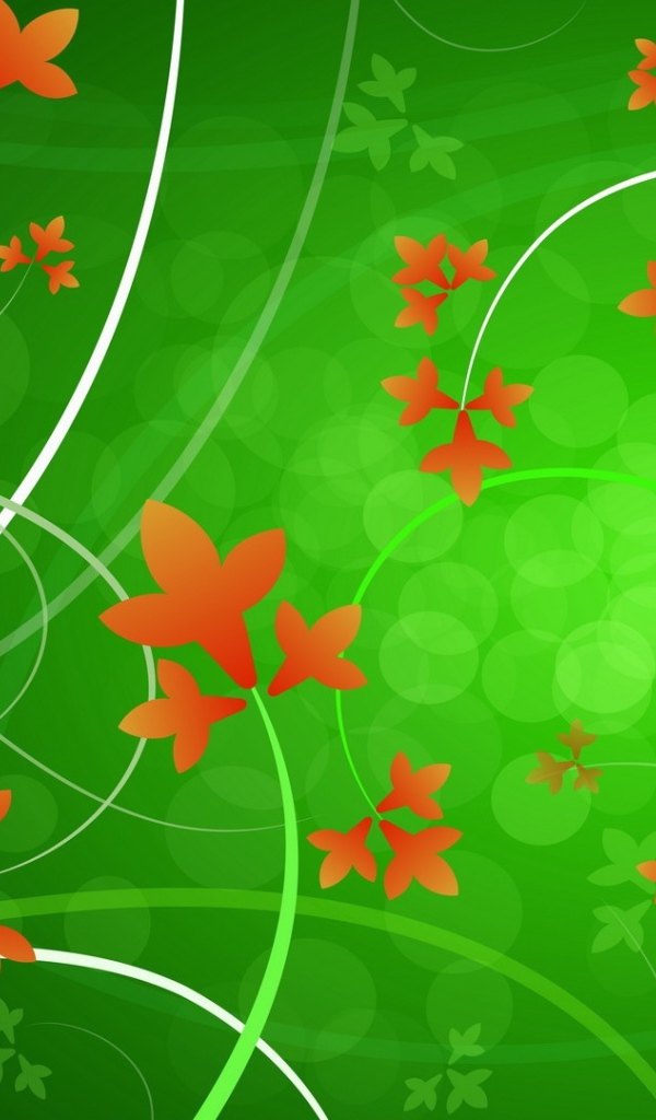 Оранжевые цветы на фоне зелени