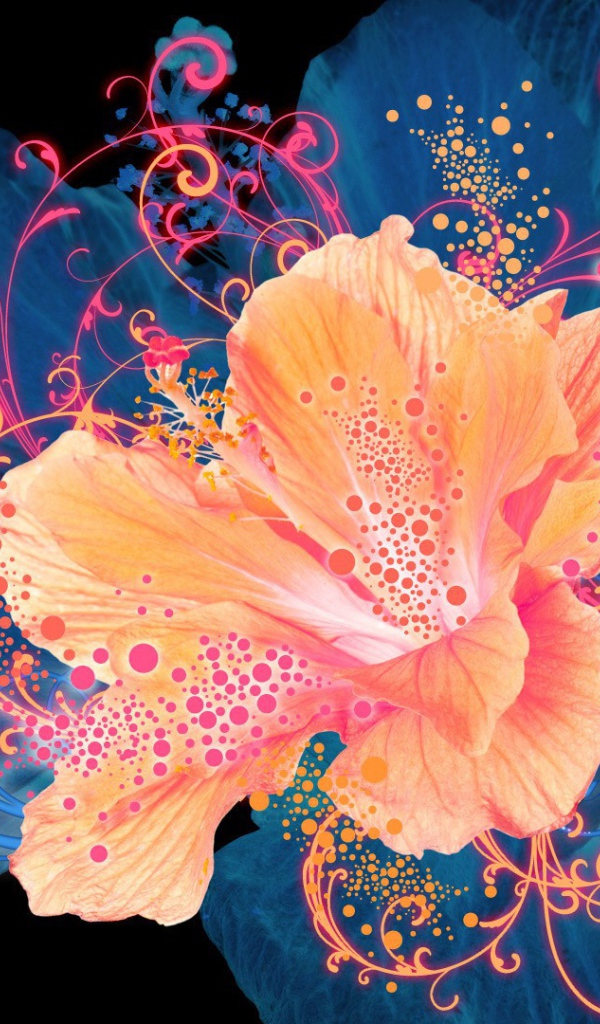 Рисунок цветка с бабочками