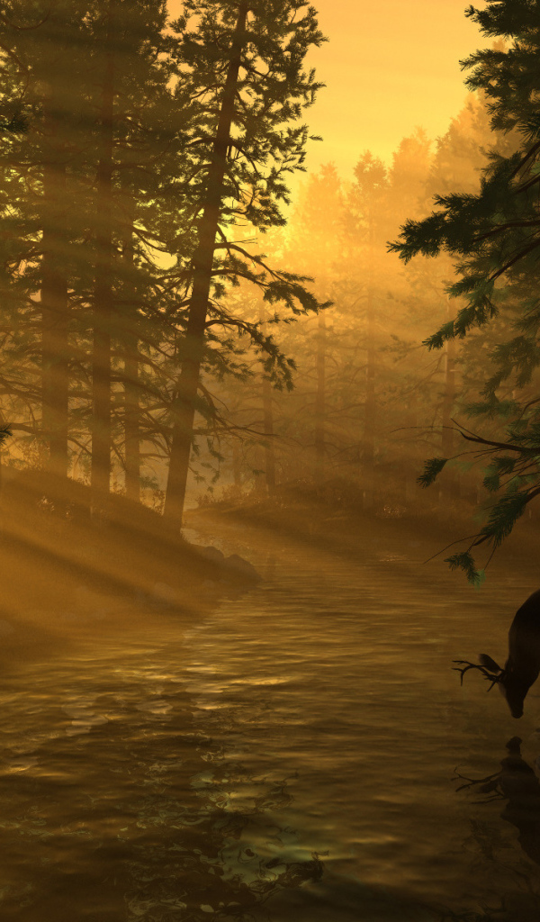 Олень в лучах солнца