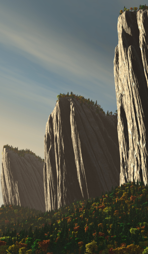 Скалы освещенные закатом