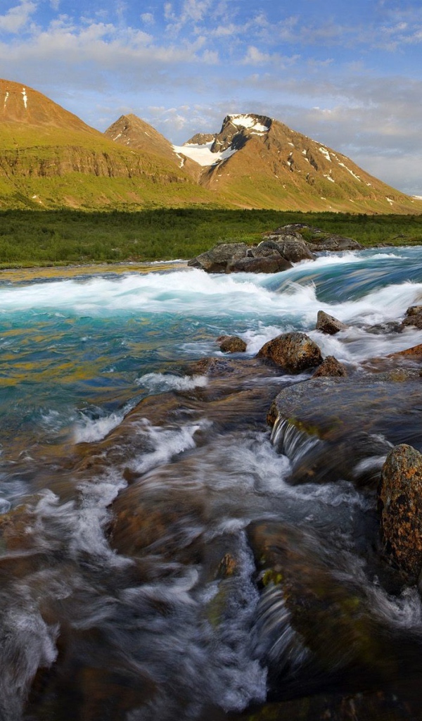 Пейзаж с бурной рекой