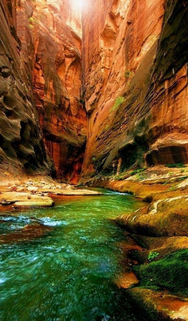 Зеленая река в ущелье