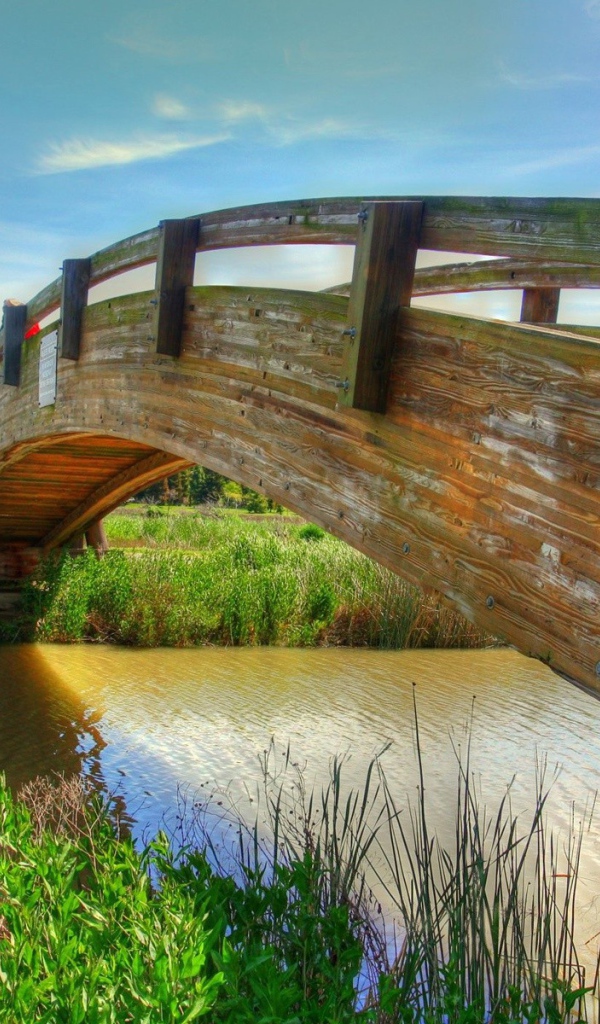 Деревянный мост через реку