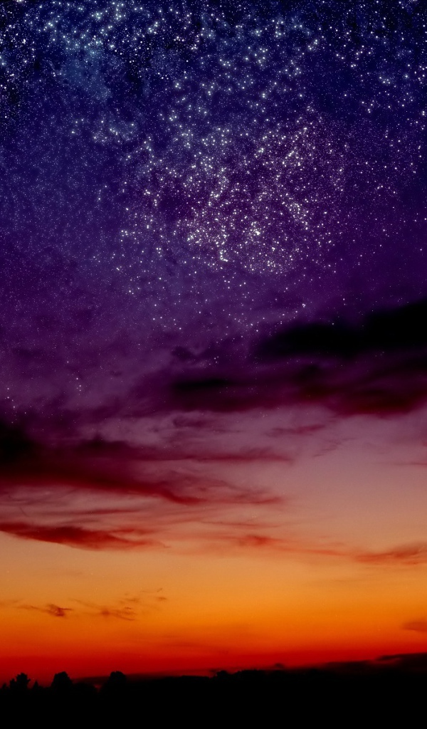 Starry sky at sunset