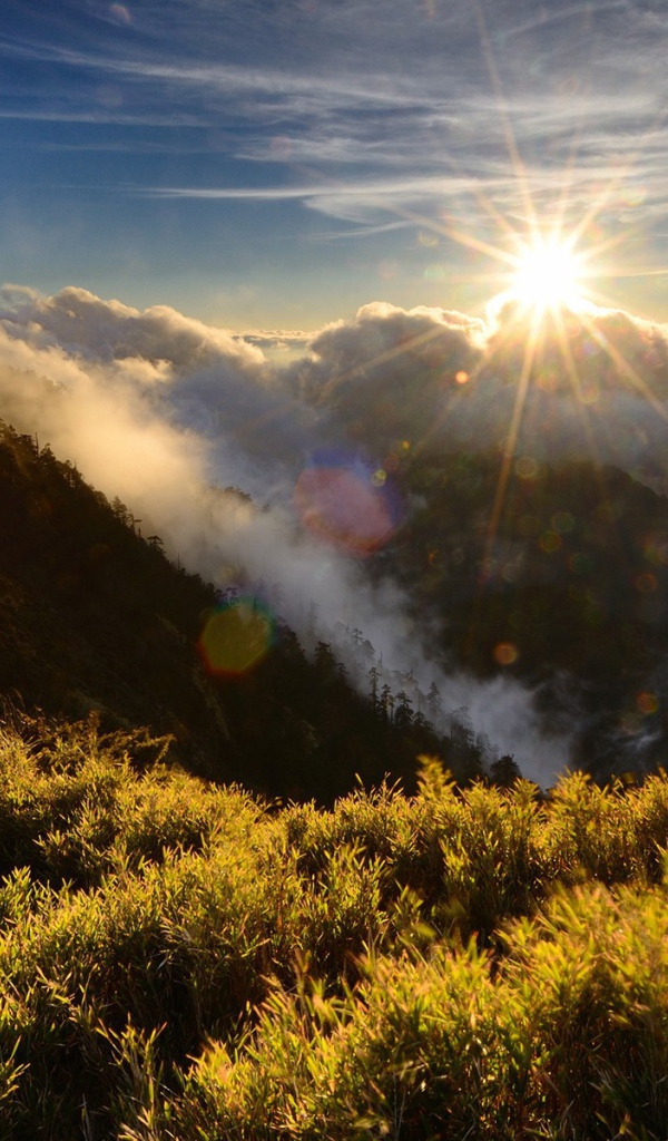 Солнце садится за горы