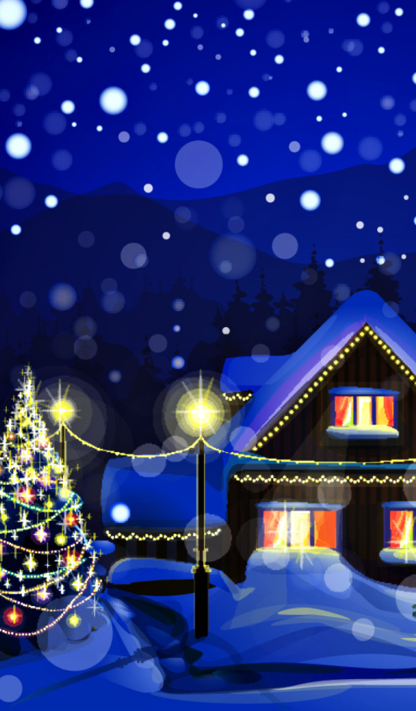 Дом украшенный на Новый год