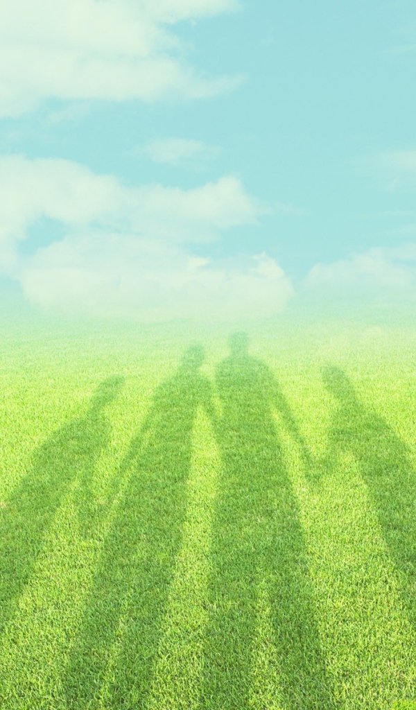 Тень семьи на траве