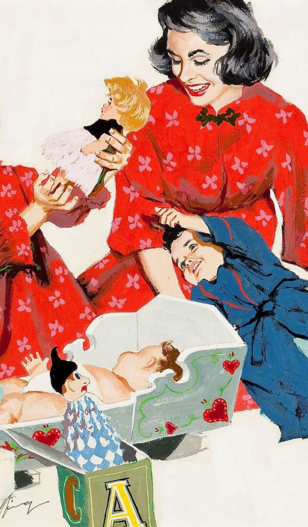 Семья открывает подарки