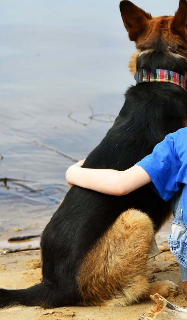 Друзья сидят у воды