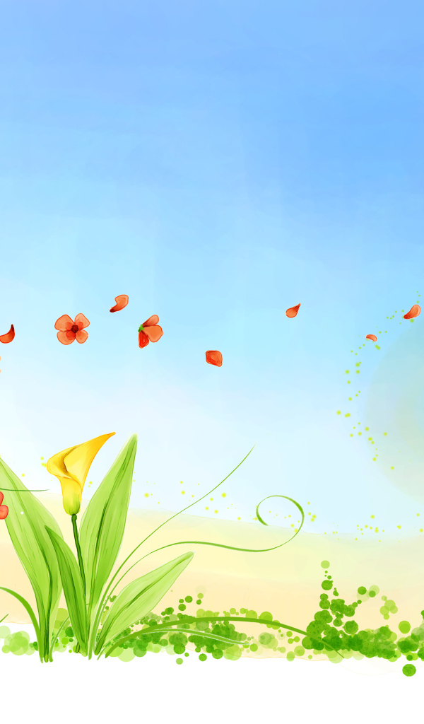 Девочка пускает лепестки по ветру