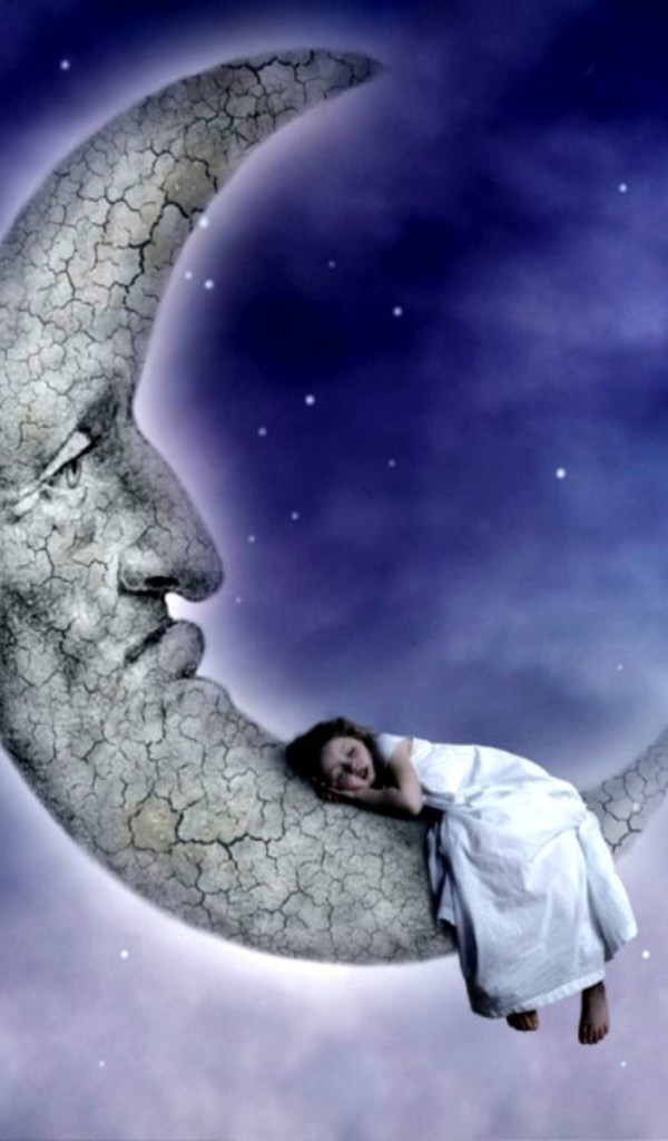 Девочка спит на луне