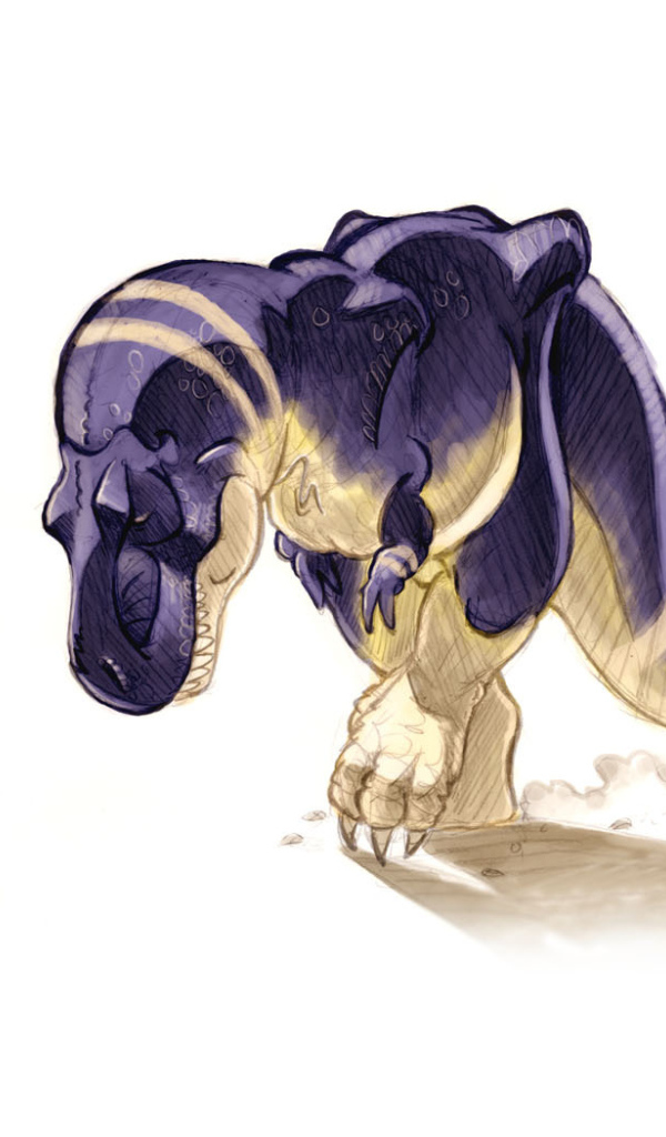 Динозавр у корзины