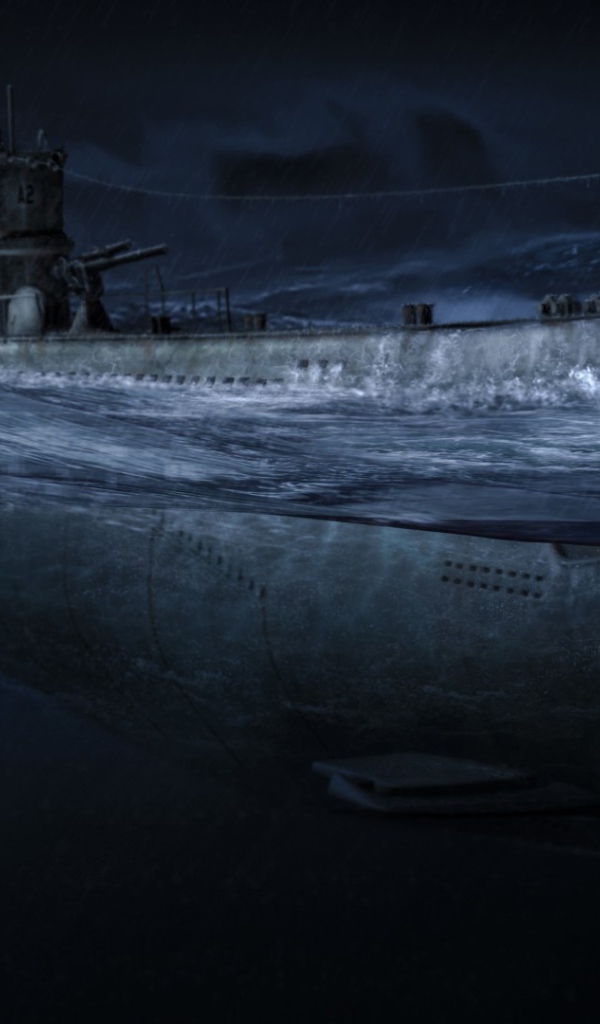 Подлодка в темноте ночи
