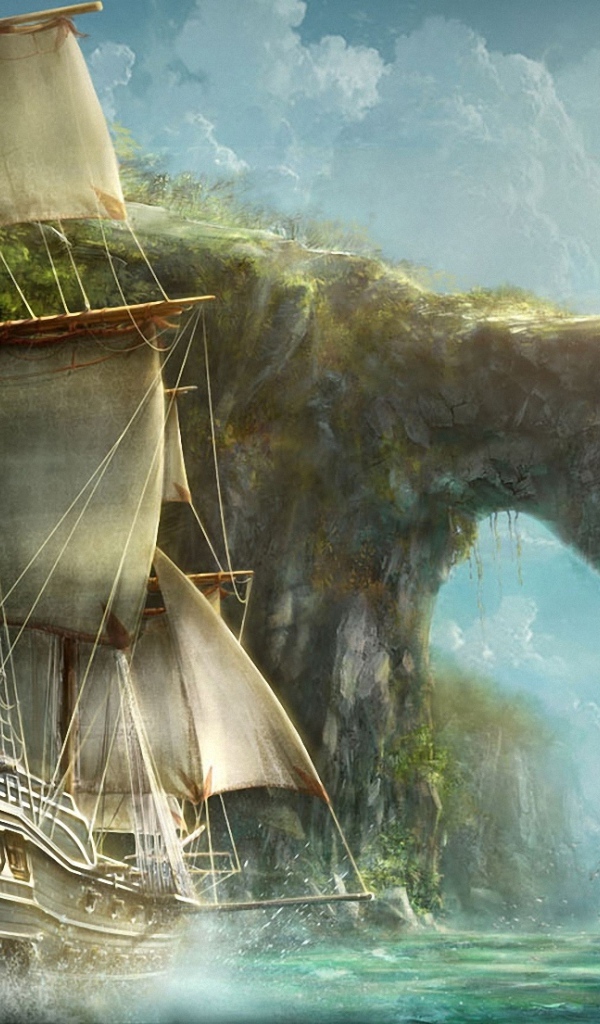 Парусник идет в арку