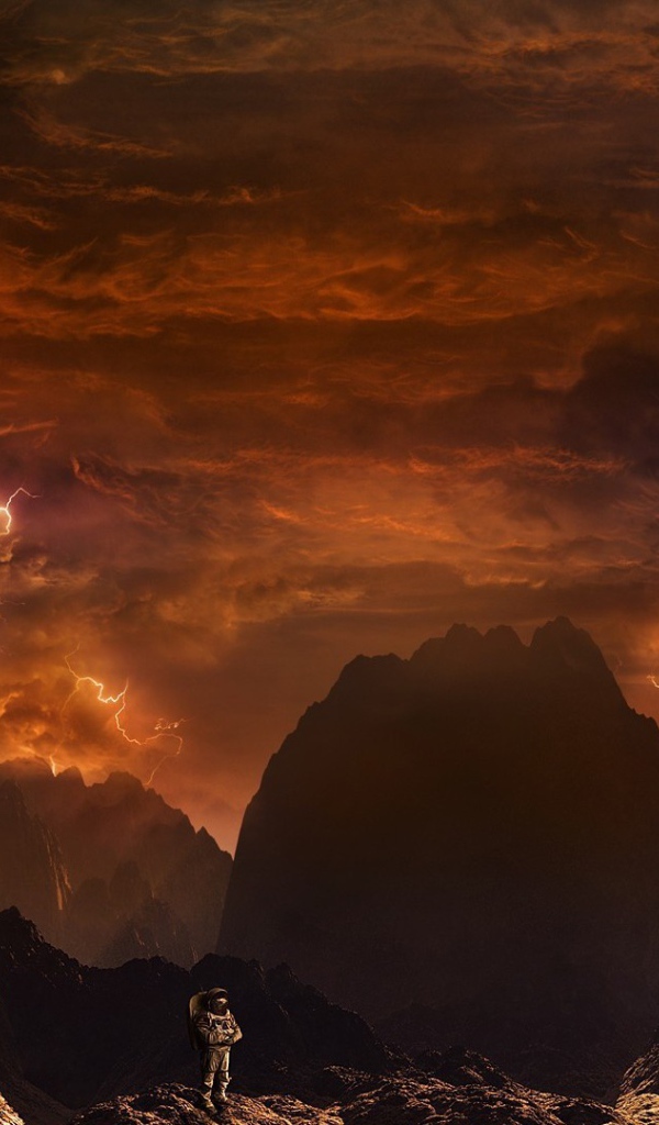 Космонавт на огненной планете