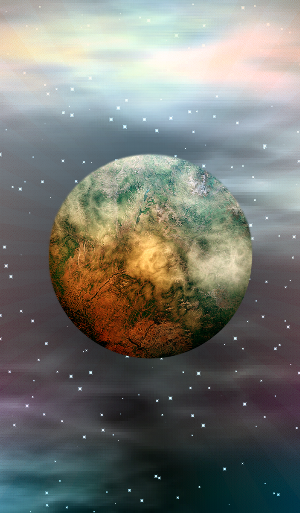 Планета в разноцветном космосе