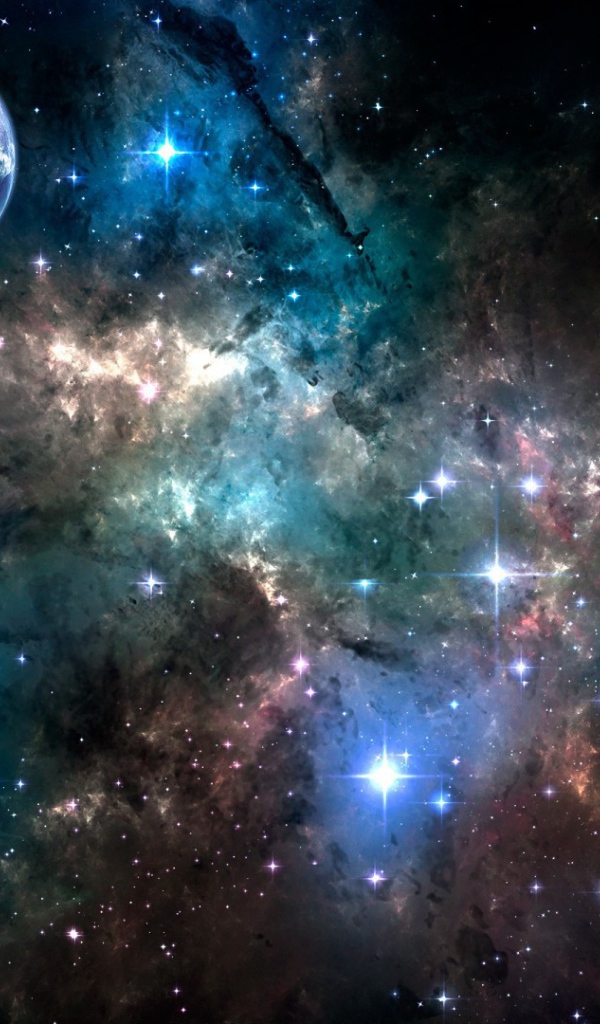 Планета на фоне галактики