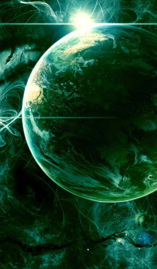 Зеленая планета в космосе