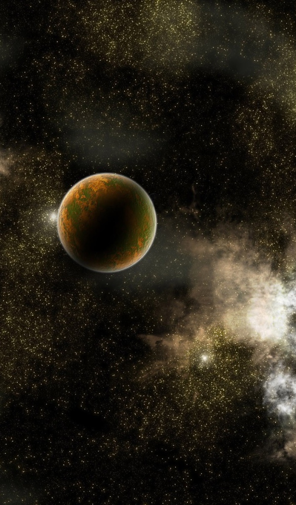 Планета на фоне галактики