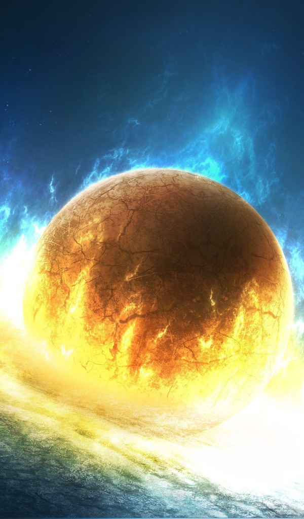 Удар маленькой планеты о большую