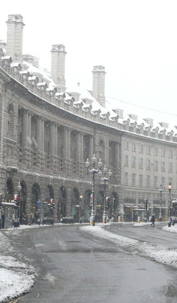 Снег в Лондоне Риджент Стрит