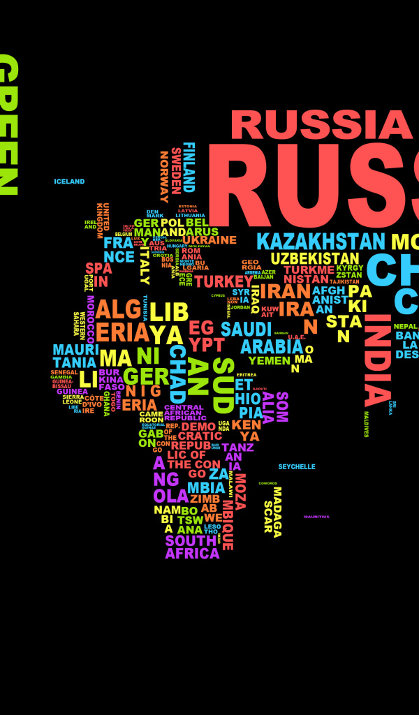 Названия стран на карте