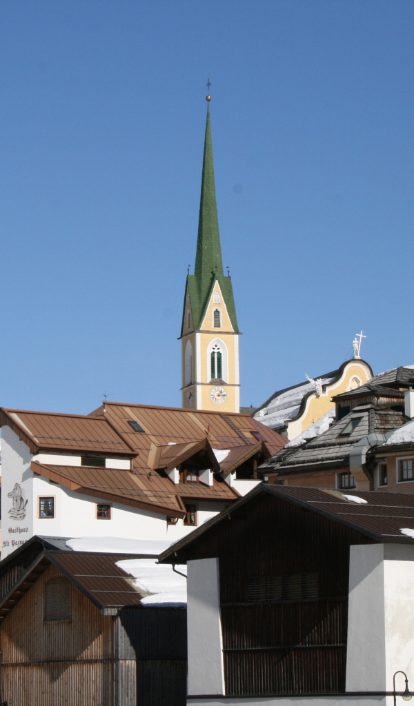 Церковь на горнолыжном курорте Ишгль, Австрия