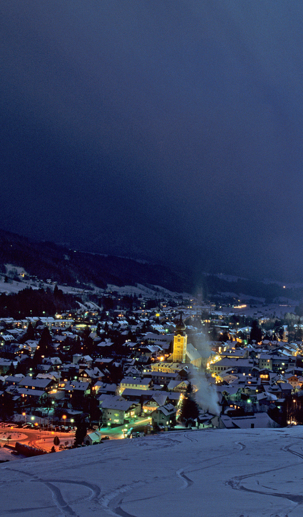 Ночь на горнолыжном курорте Шладминг, Австрия