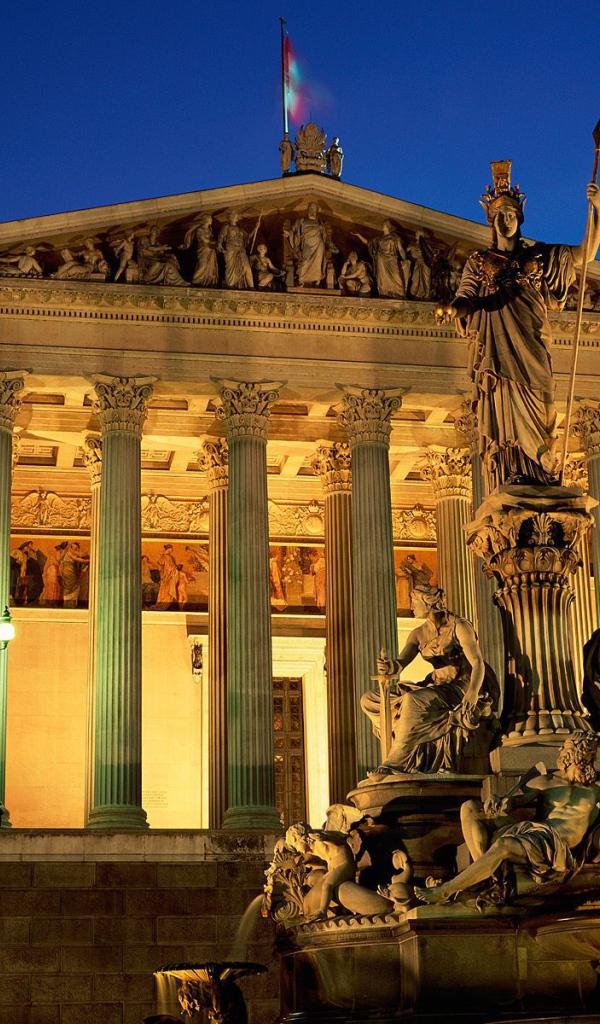 Ночной парламент в городе Вена, Австрия